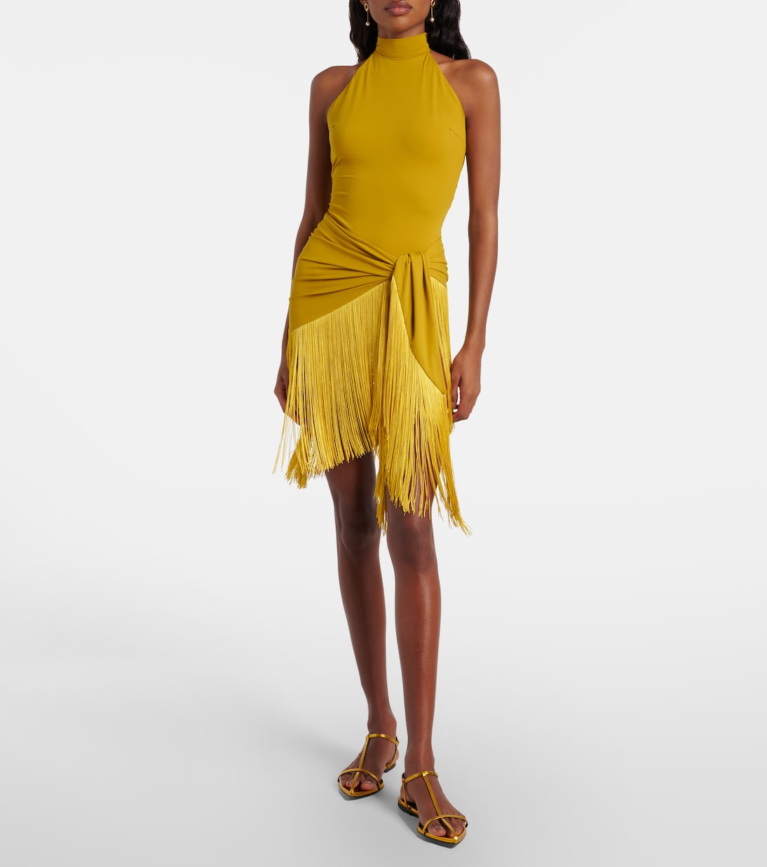 Artemis fringed beach cover-up and swimsuit | Taller Marmo