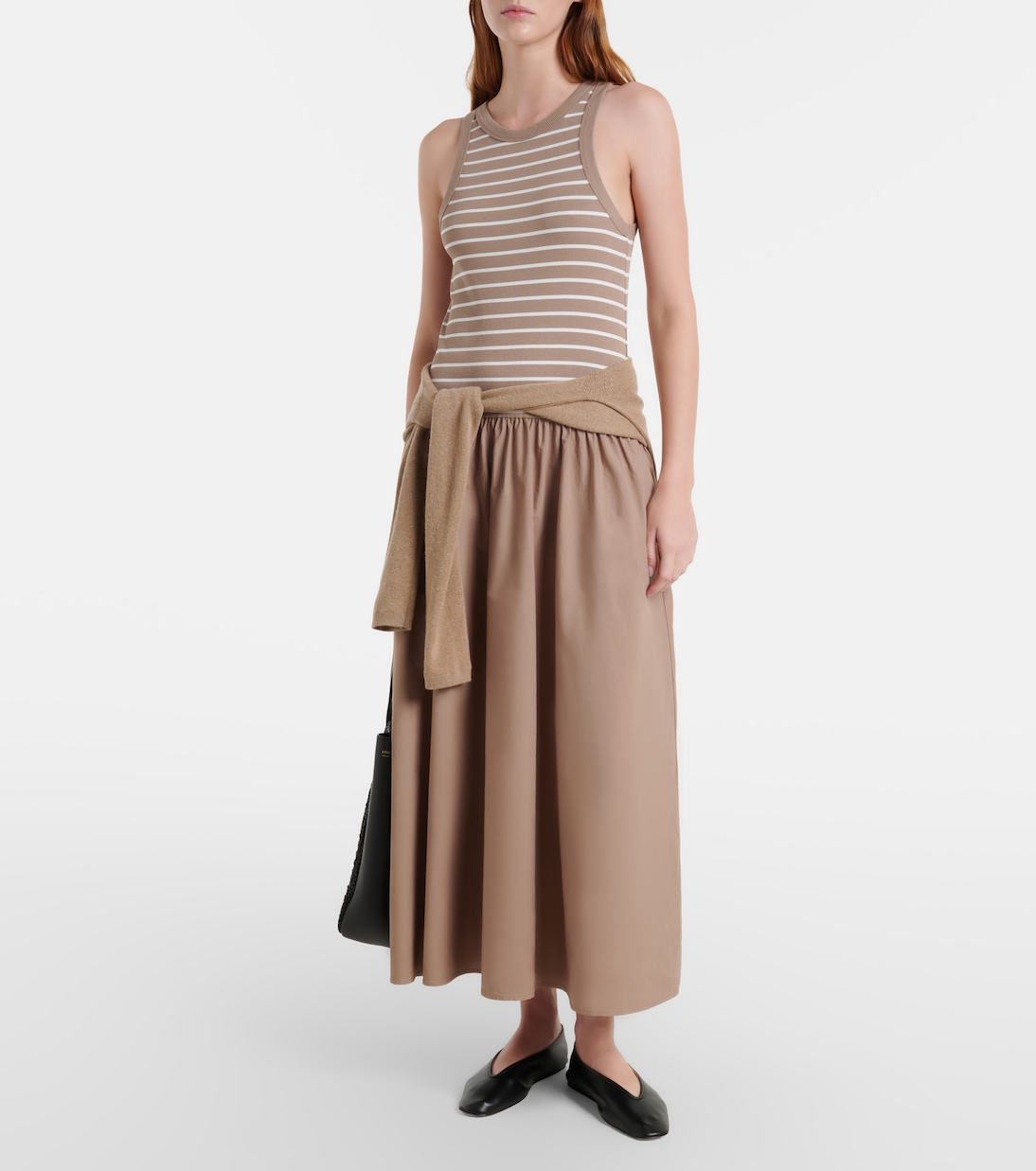 Romina striped cotton-blend midi dress | Velvet