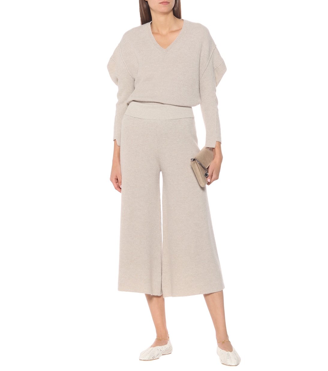 Pantalon ample à taille haute en laine et alpaga | Stella McCartney