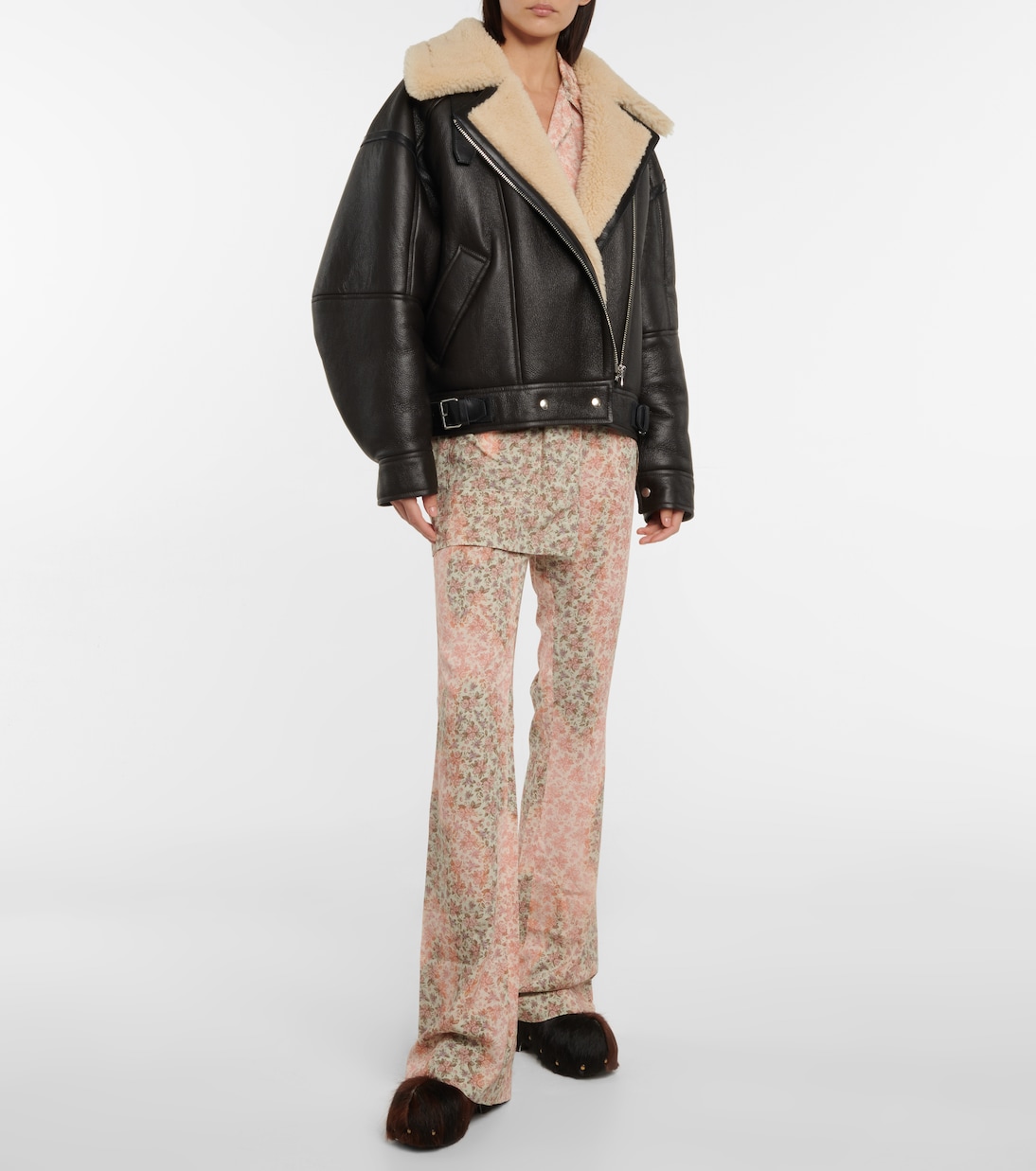 Giacca biker in shearling e pelle | Acne Studios