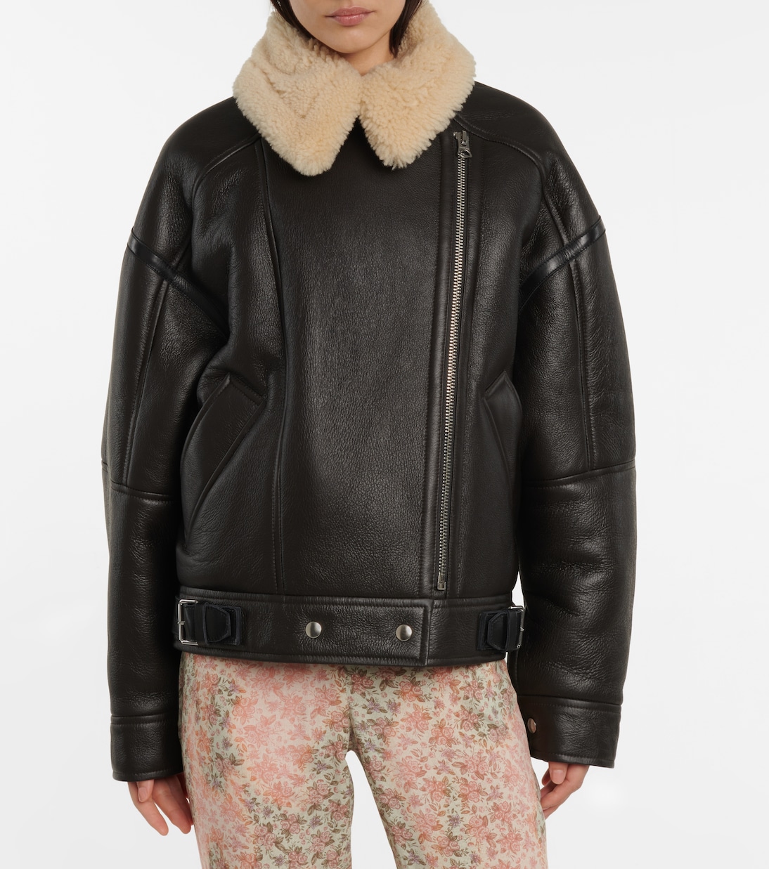 Giacca biker in shearling e pelle | Acne Studios