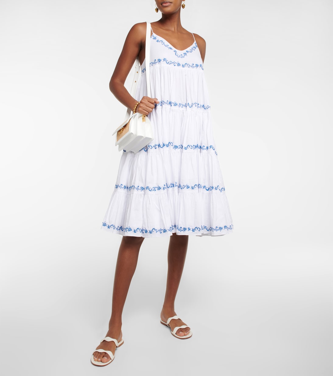 Besticktes Midikleid Katrina aus Popeline | Caroline Constas