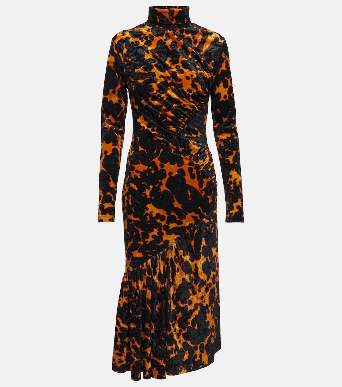 Printed stretch-velvet midi dress | Dries Van Noten