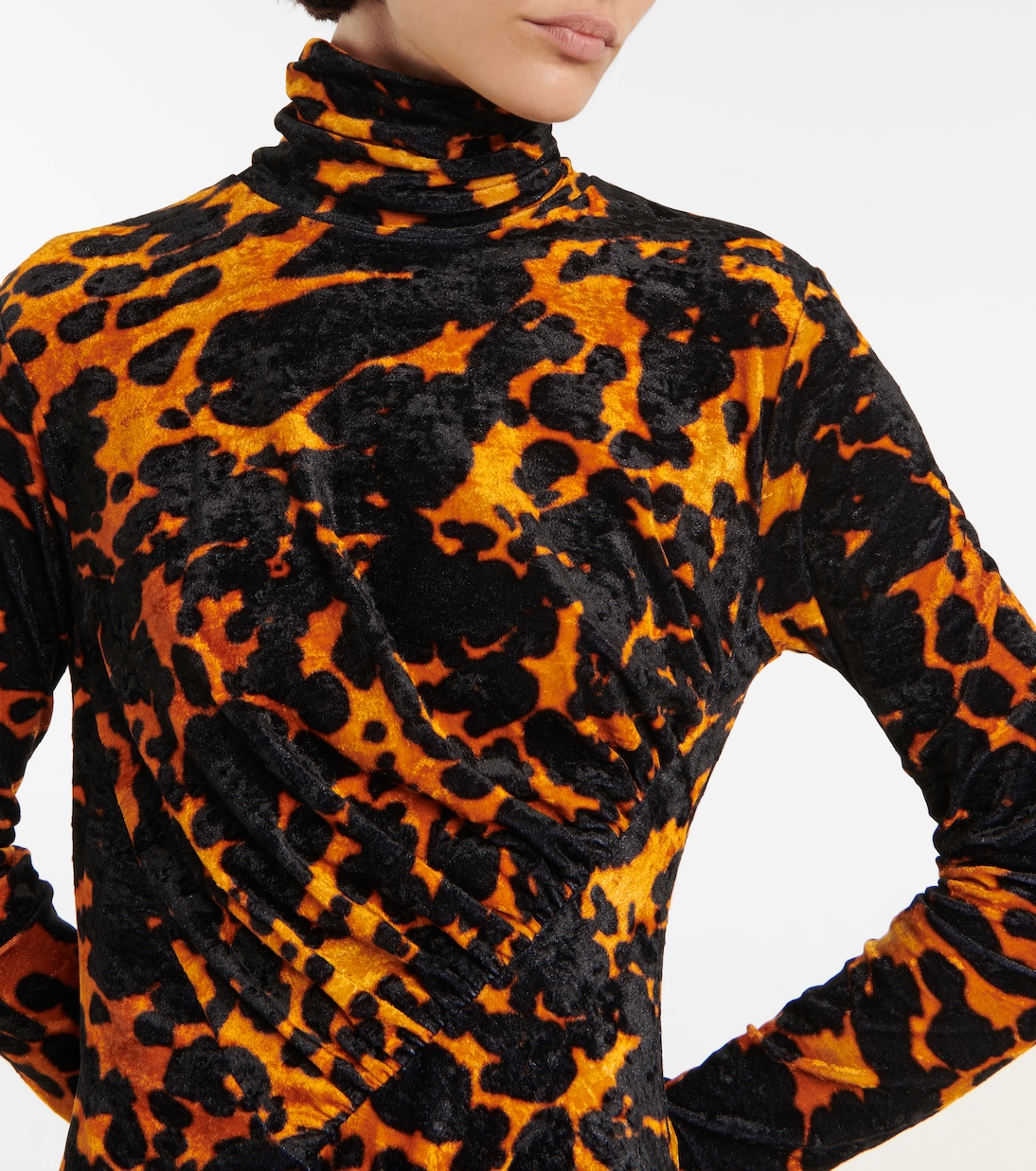 Printed stretch-velvet midi dress | Dries Van Noten