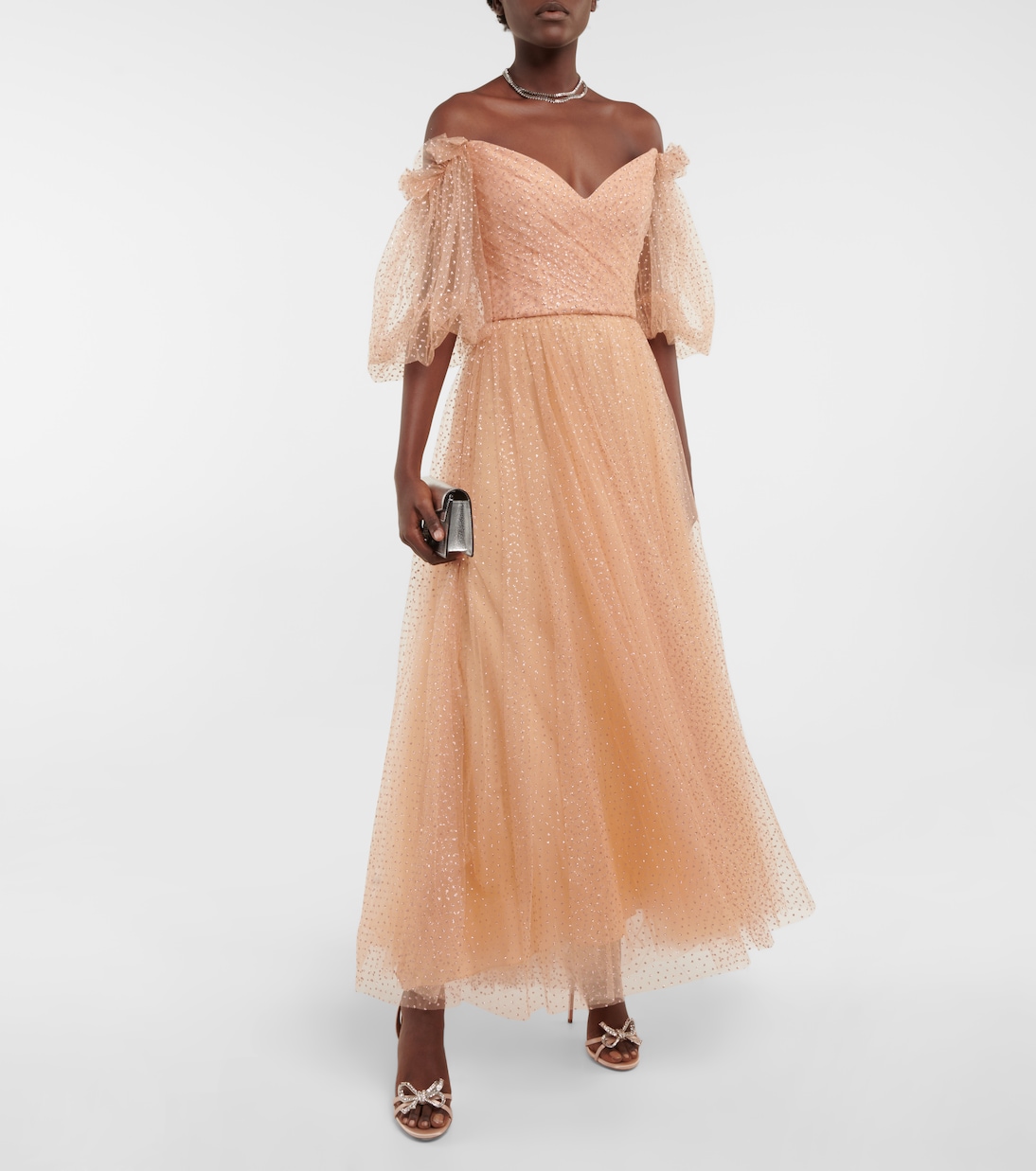 Embellished tulle off-shoulder gown | Monique Lhuillier