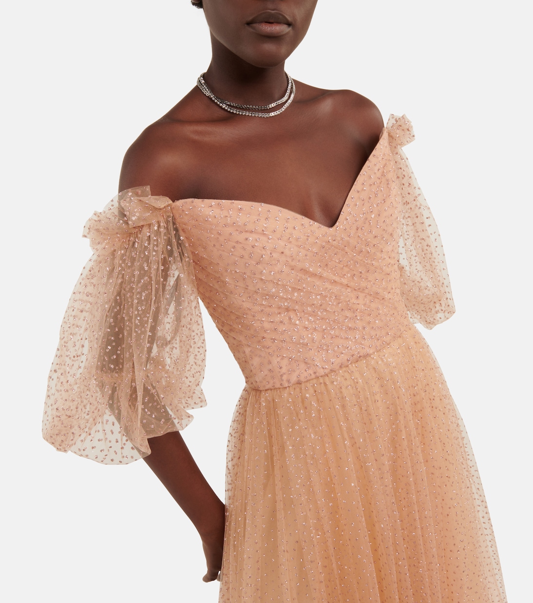 Embellished tulle off-shoulder gown | Monique Lhuillier