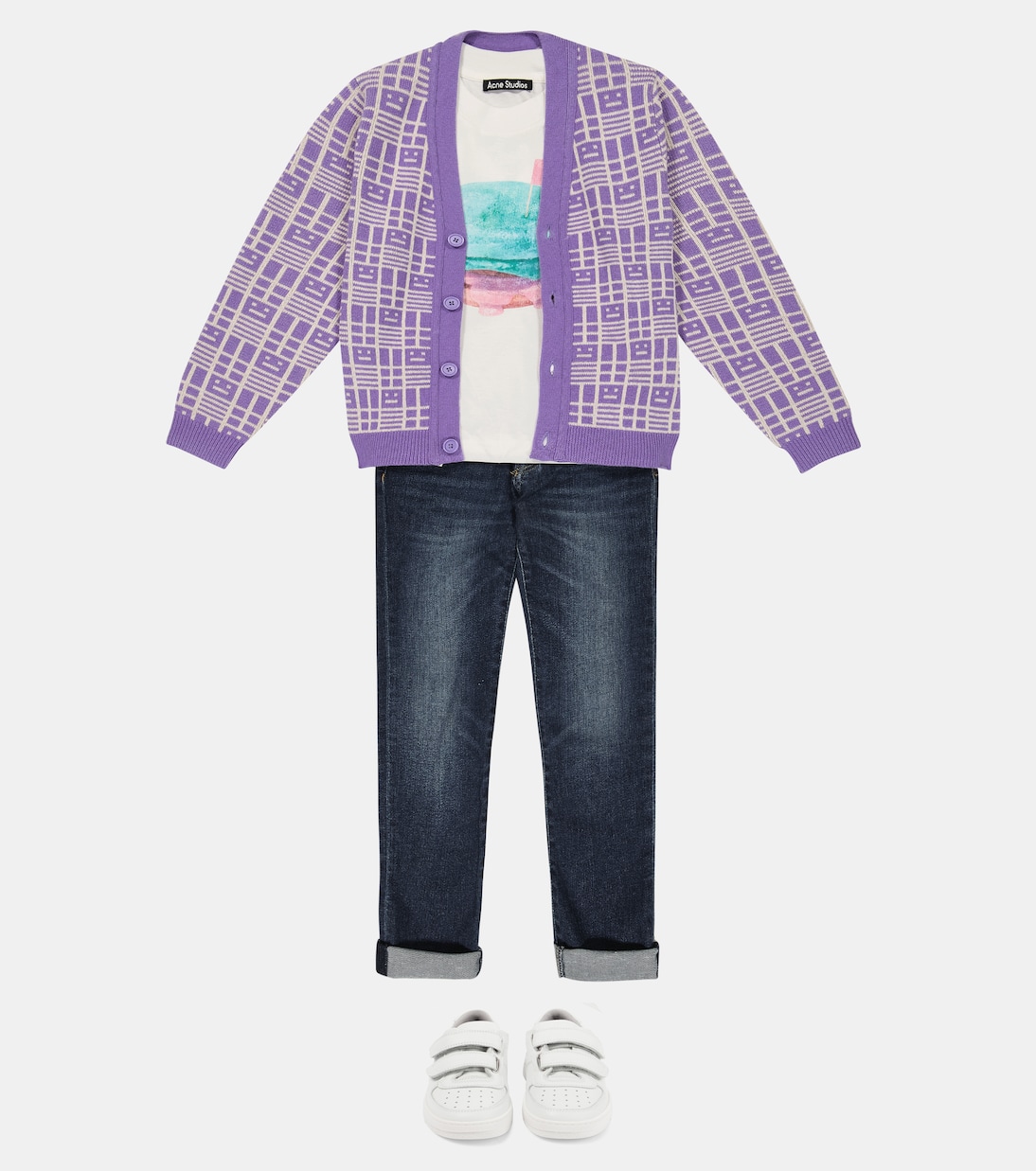 Face wool cardigan | Acne Studios Kids