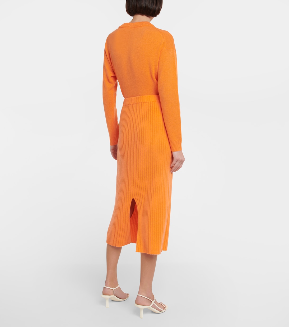 Falda midi de cachemir acanalada | Jardin des Orangers