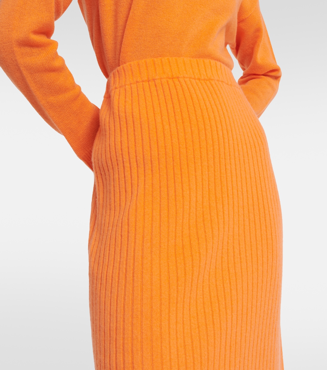 Falda midi de cachemir acanalada | Jardin des Orangers