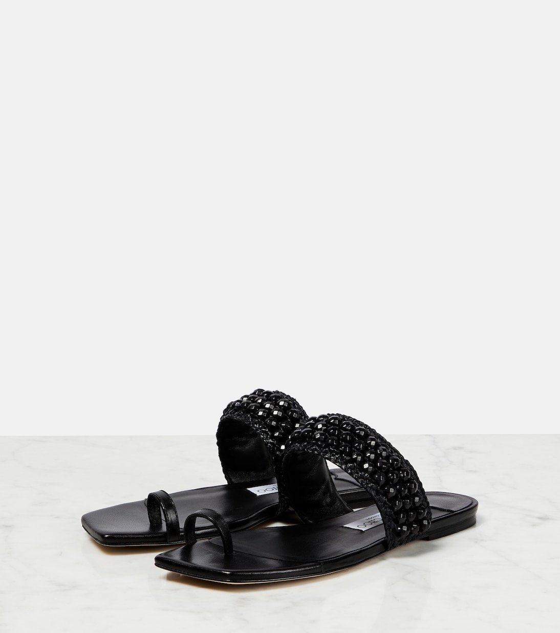 Amoure Flat embellished raffia sandals | Jimmy Choo