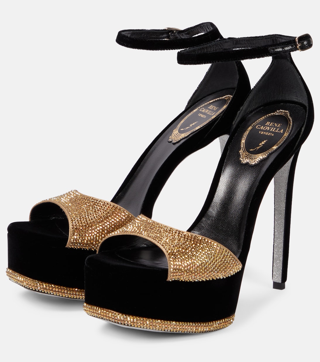Pumps con plateau in velluto | Rene Caovilla