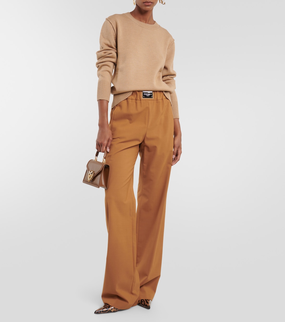 Pantalones anchos en mezcla de lana | Dolce&Gabbana