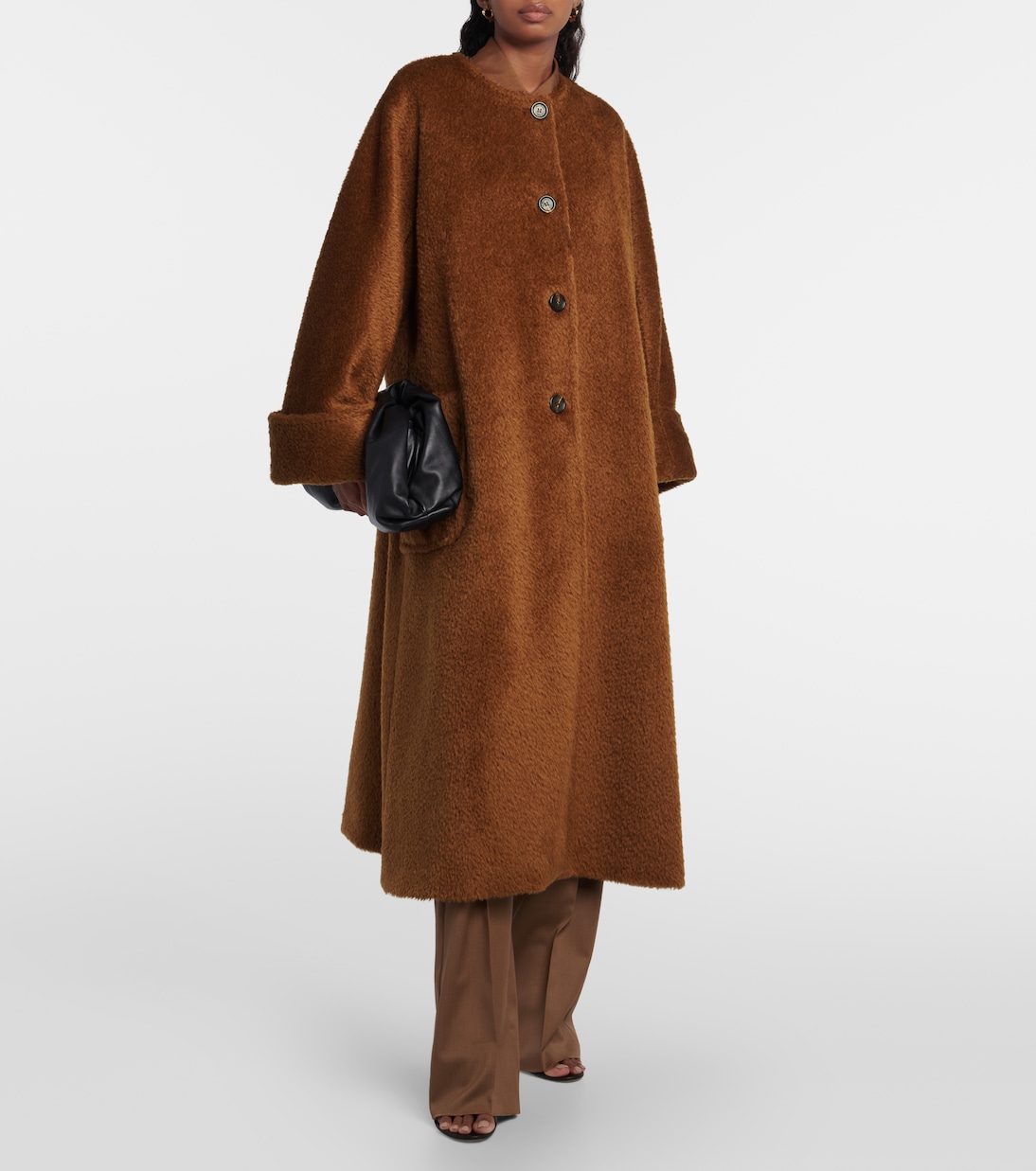 Hudson oversized alpaca and wool coat in brown Max Mara Mytheresa