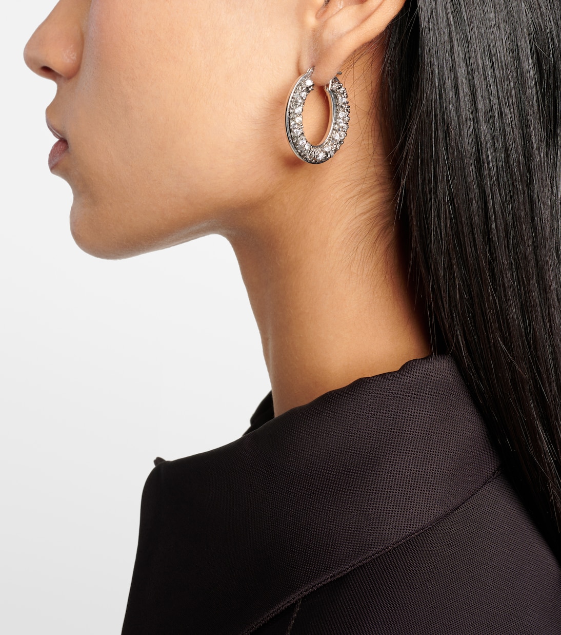 Orecchini a cerchio con cristallo | Jil Sander