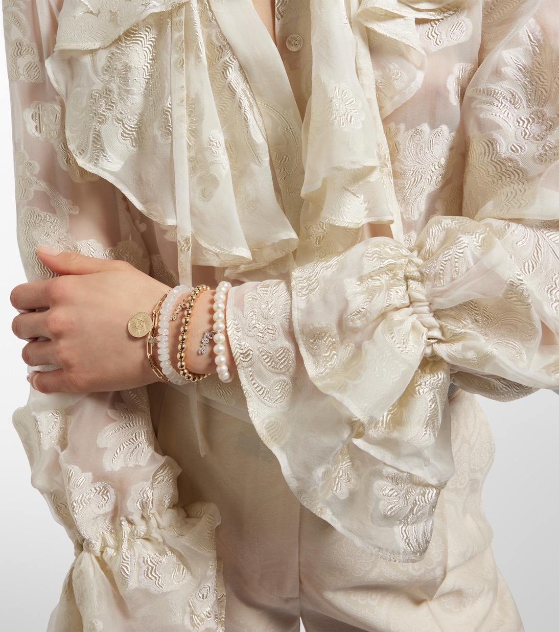 Bracciale in oro bianco 14kt SYDNEY EVAN con diamanti e perle, stile giovanile e raffinato