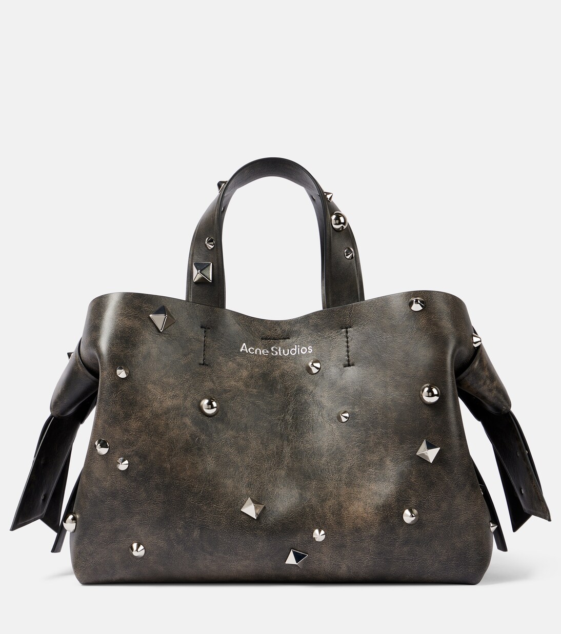 Musubi Medium studded leather shoulder bag in brown Acne Studios Mytheresa
