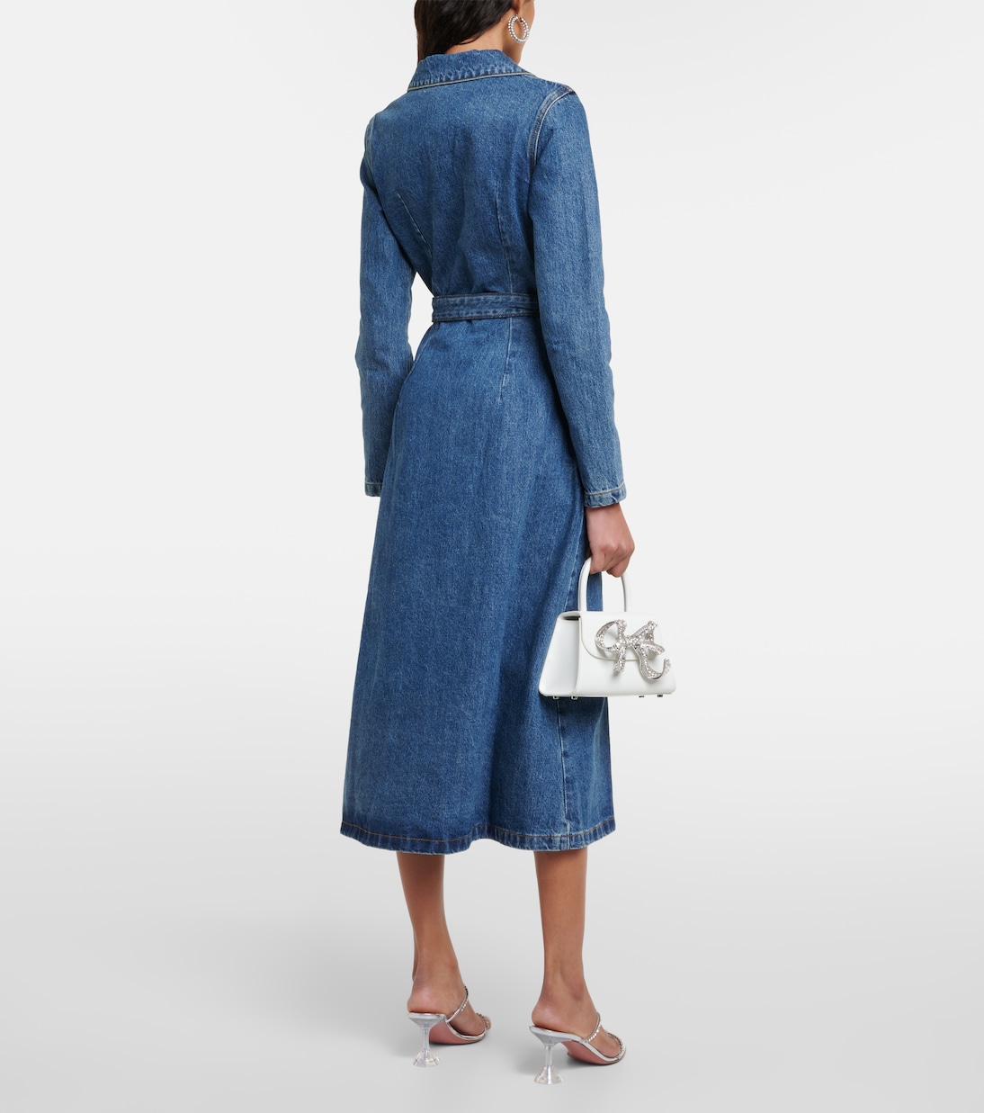 Belted denim midi dress | Self-Portrait