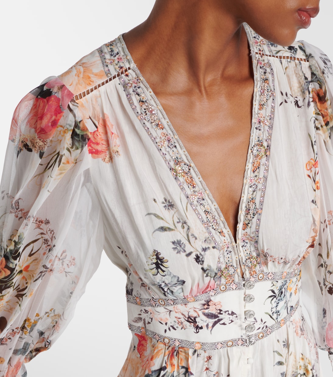 Bedrucktes Maxikleid aus Leinen und Seide | Camilla