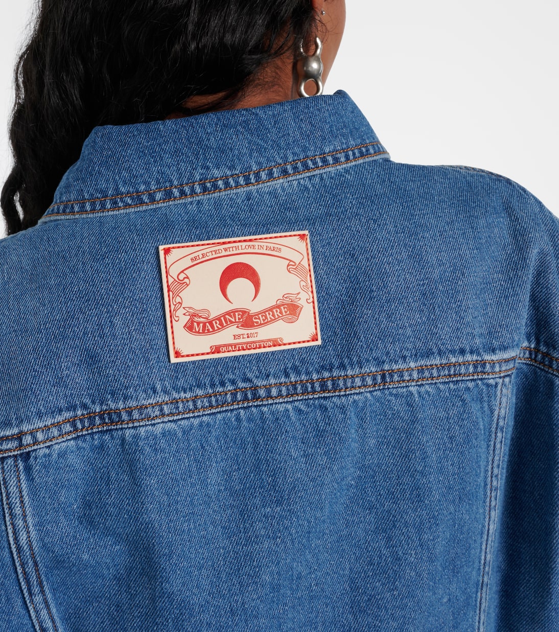 Moon Laser Denim Boxy Suit Jacket