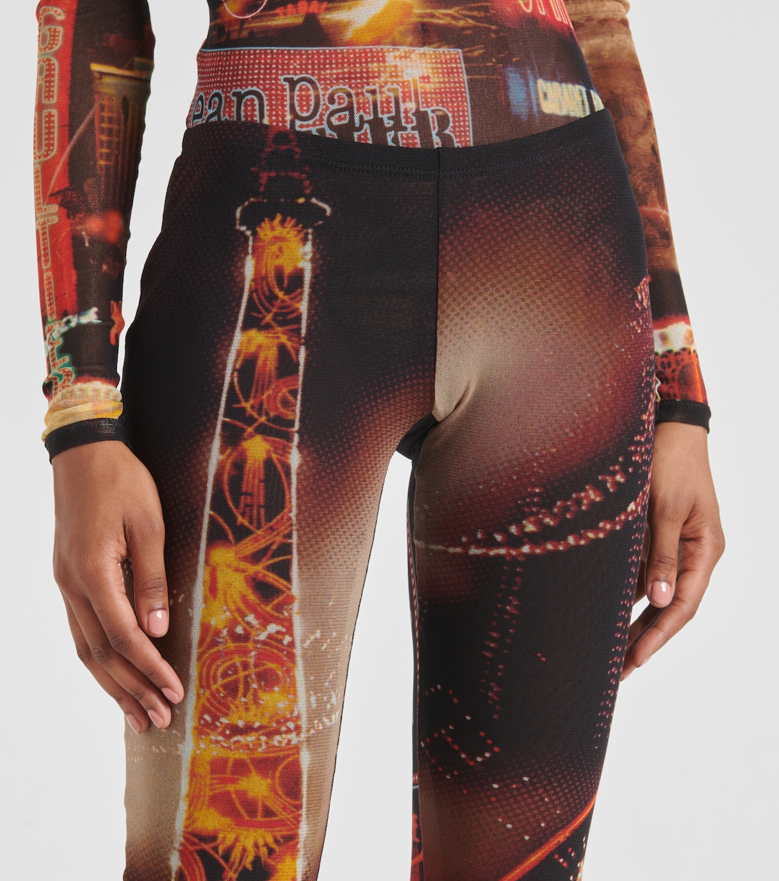 Pigalle printed mesh flared pants | Jean Paul Gaultier
