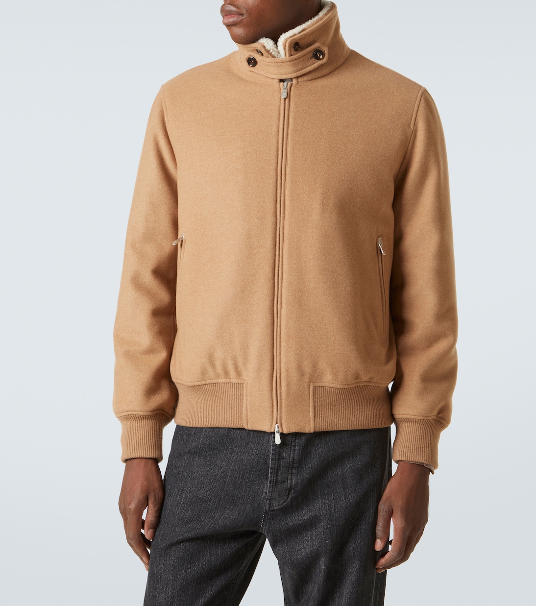 Padded shearling-trimmed cashmere blouson | Brunello Cucinelli
