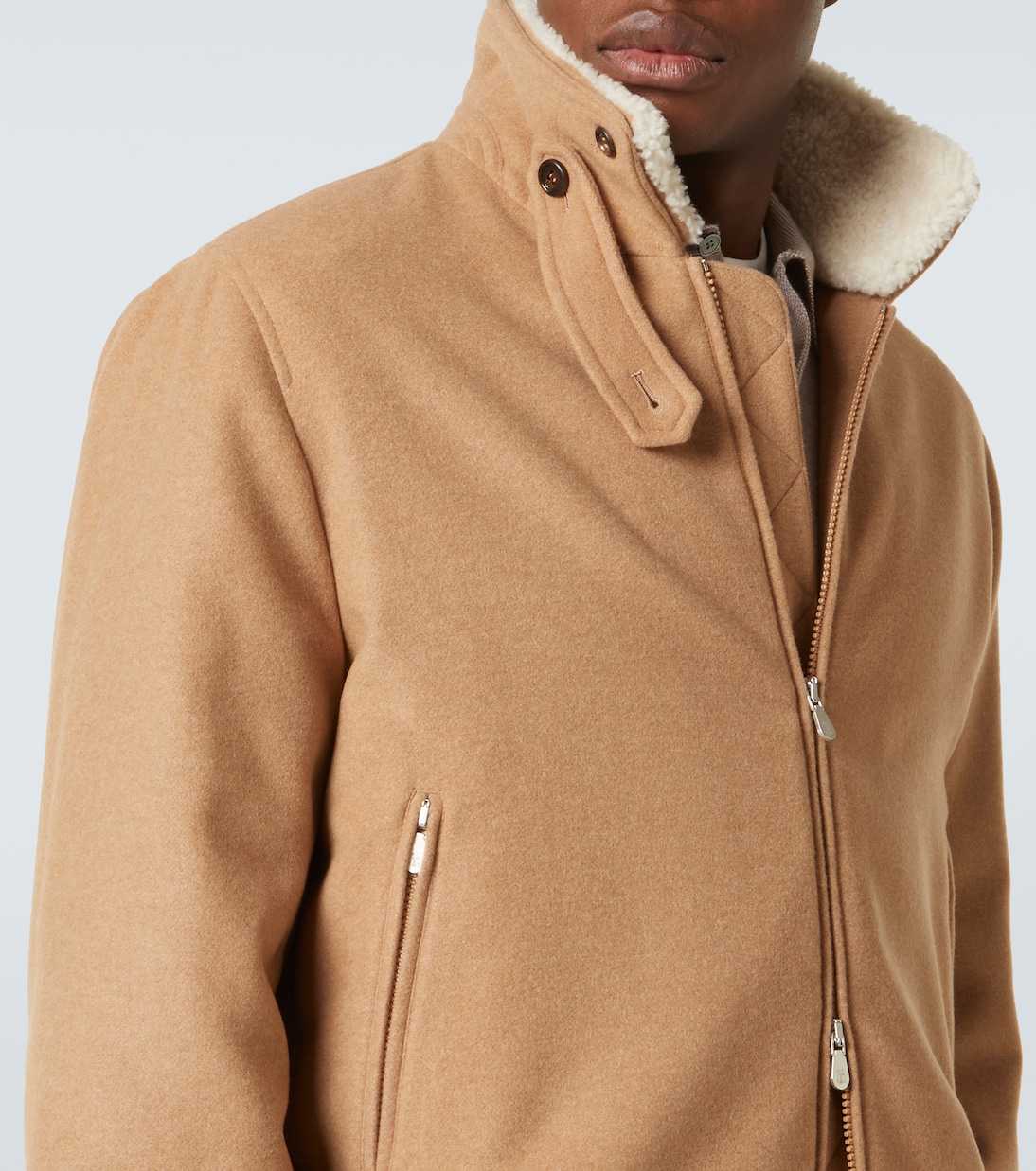 Padded shearling-trimmed cashmere blouson | Brunello Cucinelli
