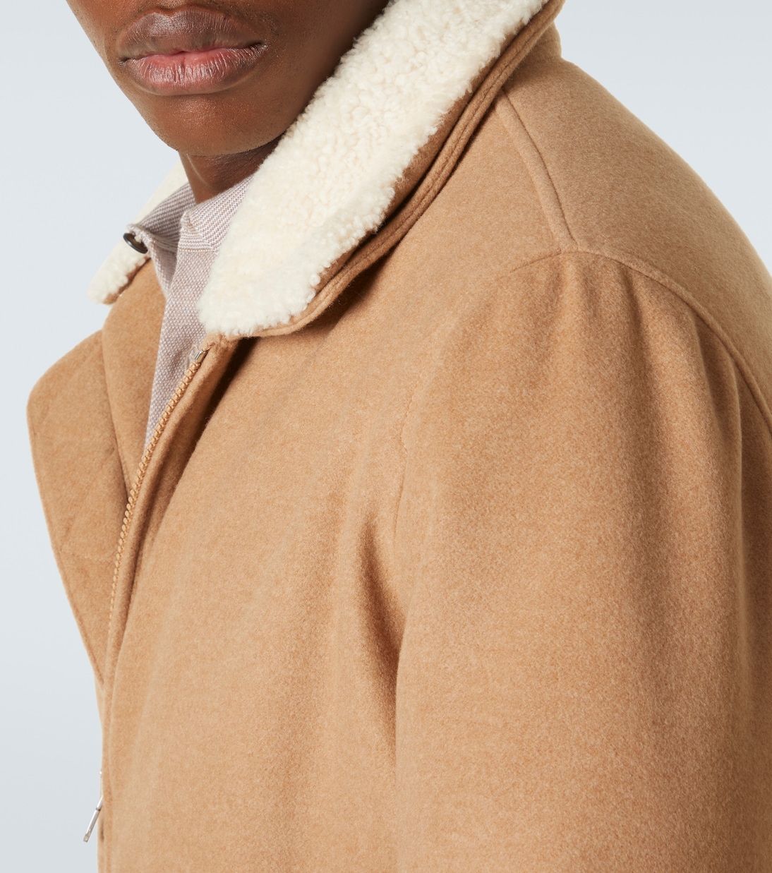 Padded shearling-trimmed cashmere blouson | Brunello Cucinelli