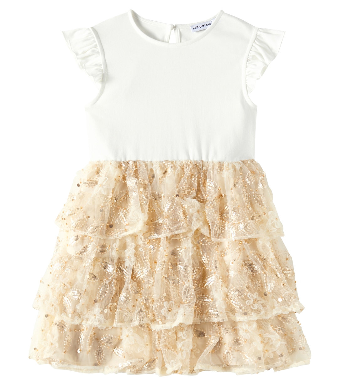 Abito in jersey e tulle con paillettes | Self-Portrait Kids
