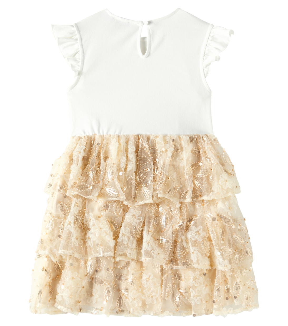Abito in jersey e tulle con paillettes | Self-Portrait Kids