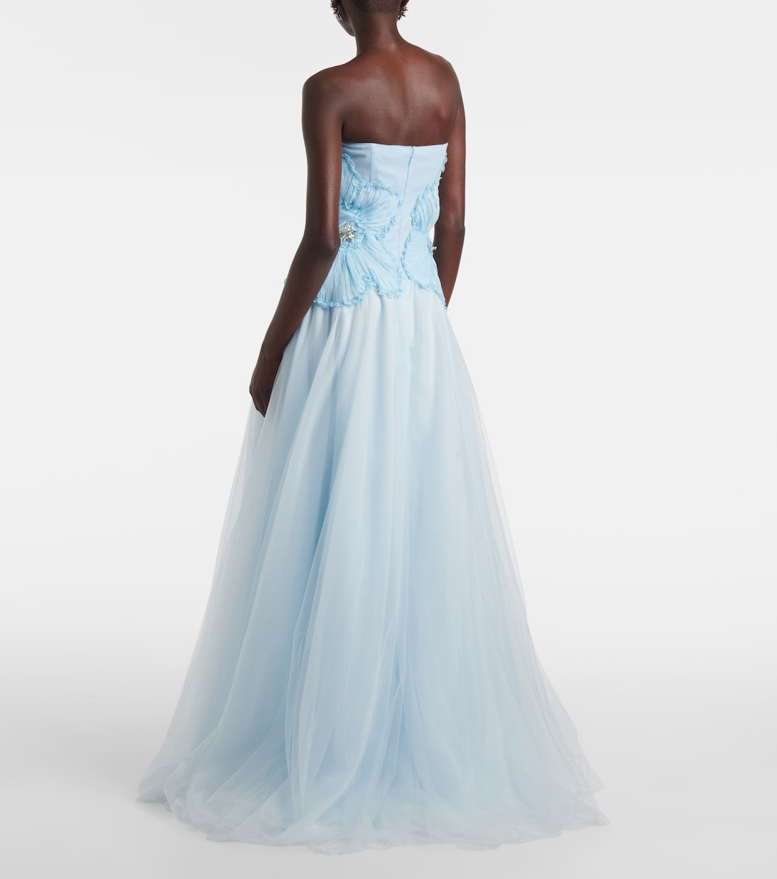 Edra floral strapless tulle gown | Costarellos