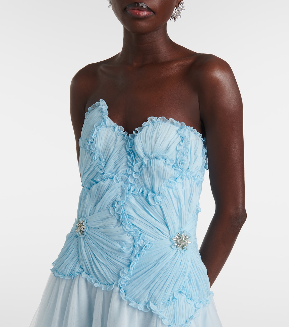 Edra floral strapless tulle gown | Costarellos