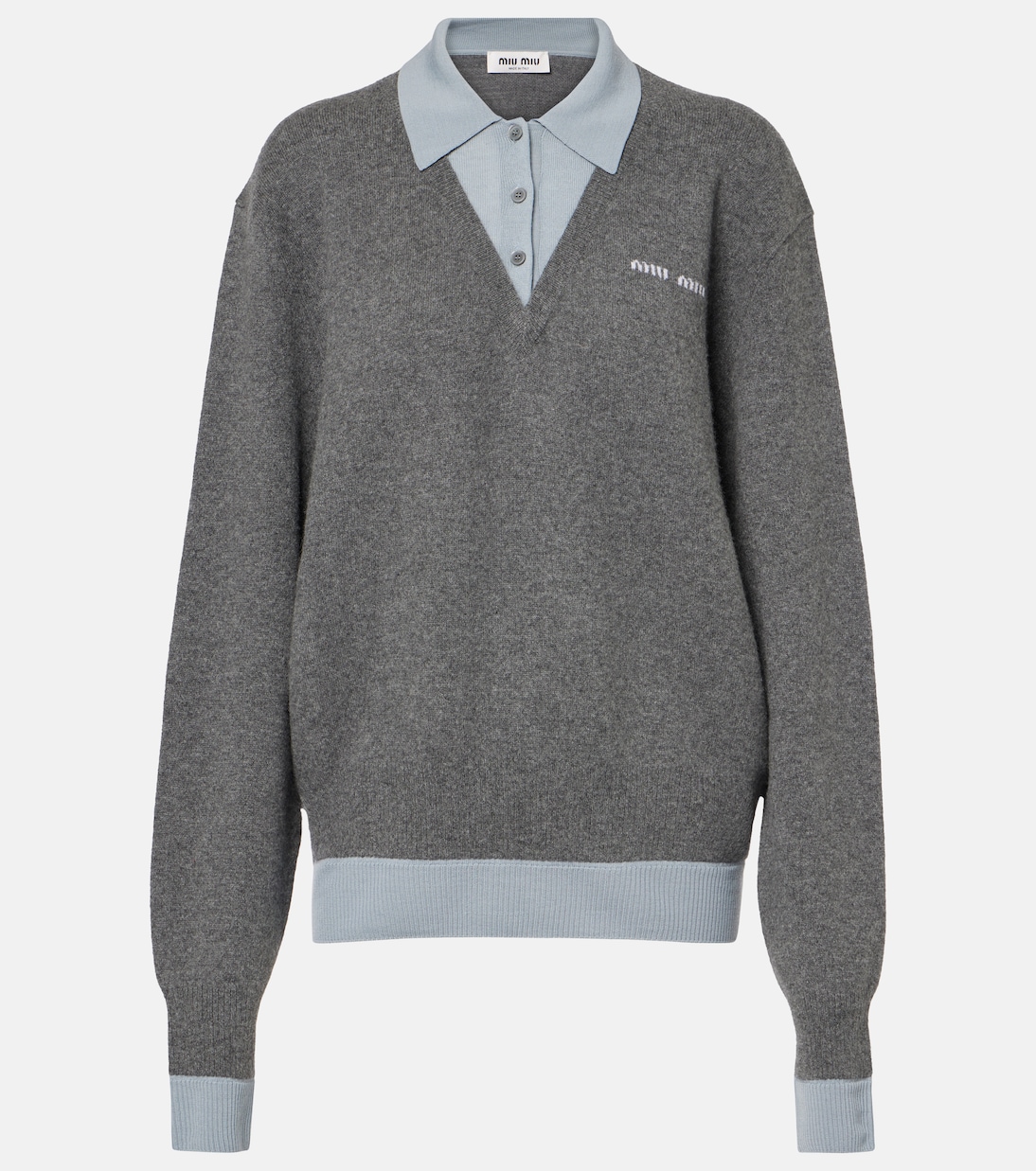 Cashmere and wool-blend polo sweater | Miu Miu