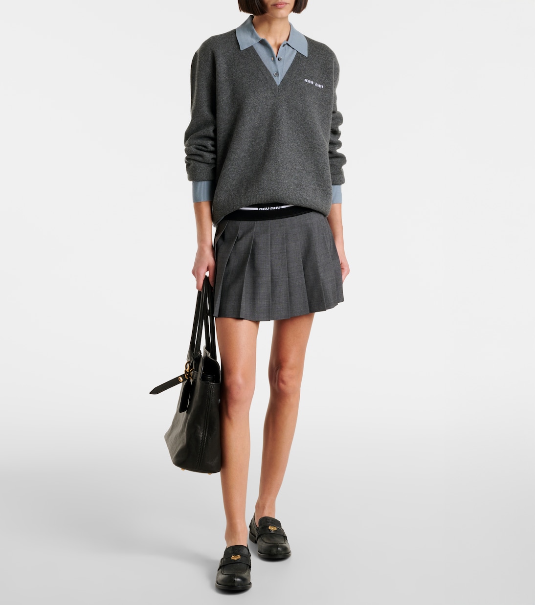 Cashmere and wool-blend polo sweater | Miu Miu