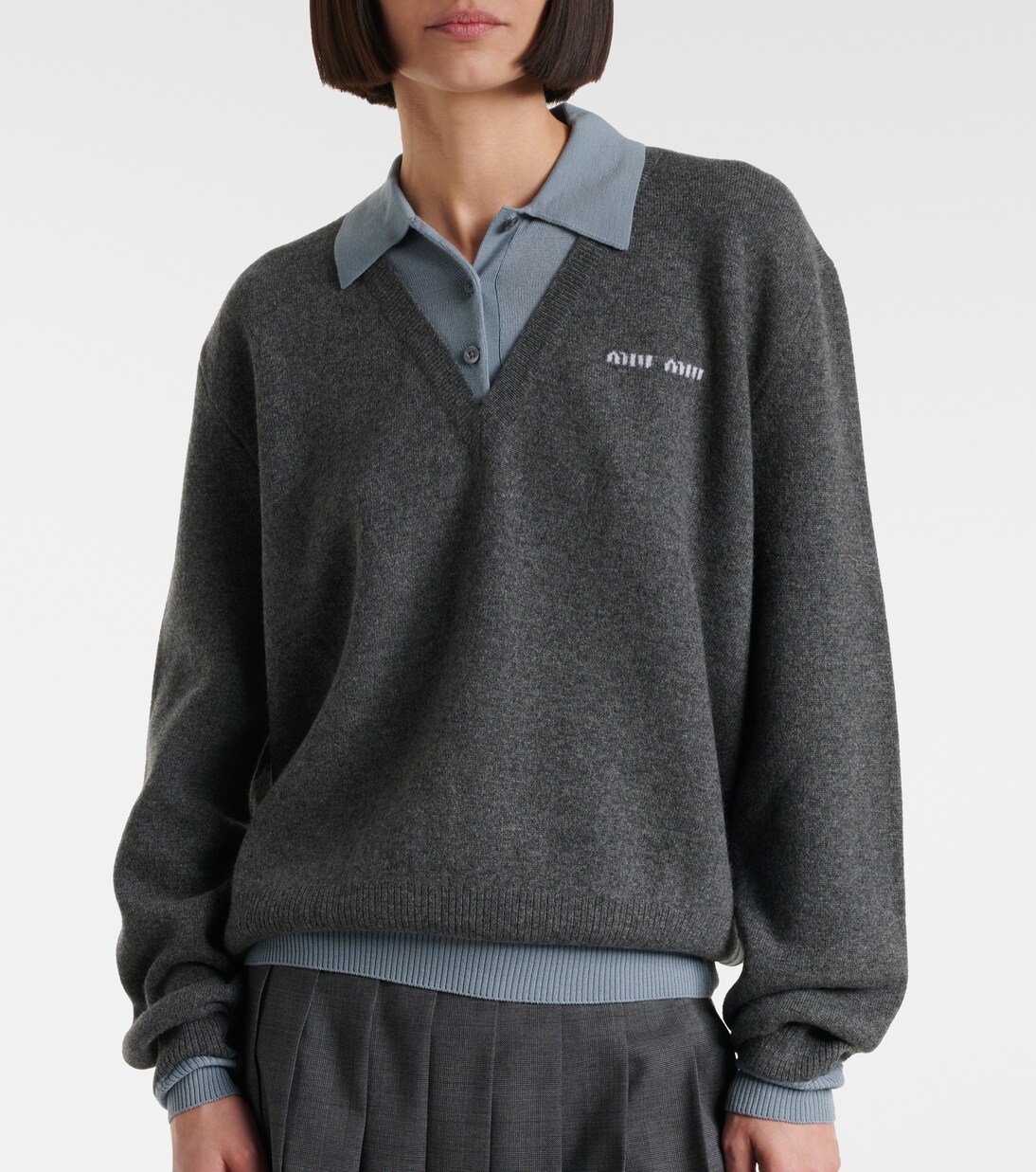 Cashmere and wool-blend polo sweater | Miu Miu