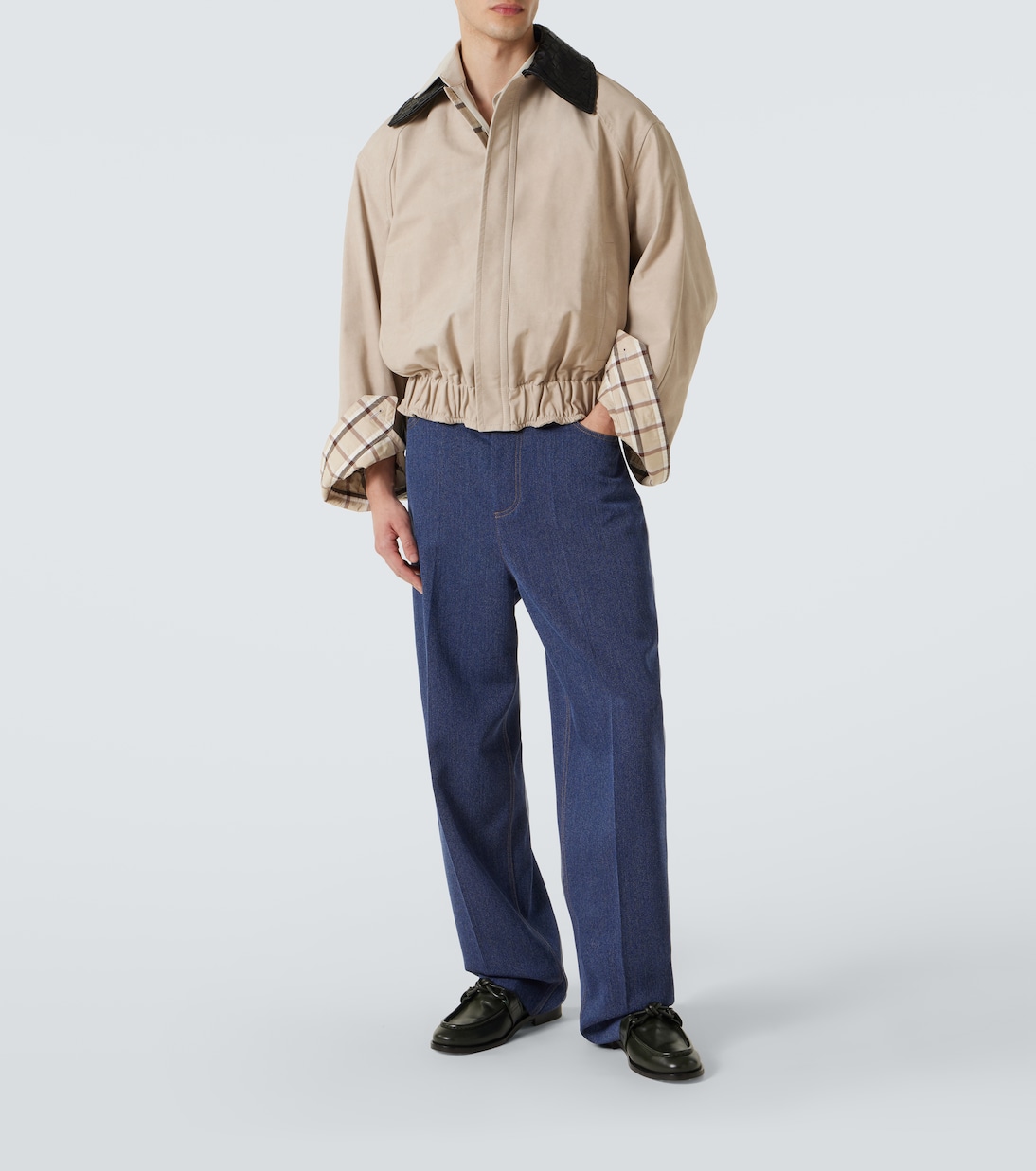 Blouson Intrecciato aus Twill und Leder | Bottega Veneta