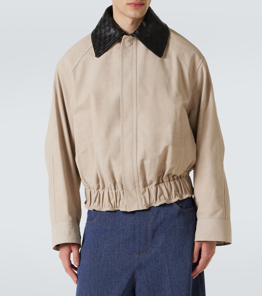 Blouson Intrecciato aus Twill und Leder | Bottega Veneta