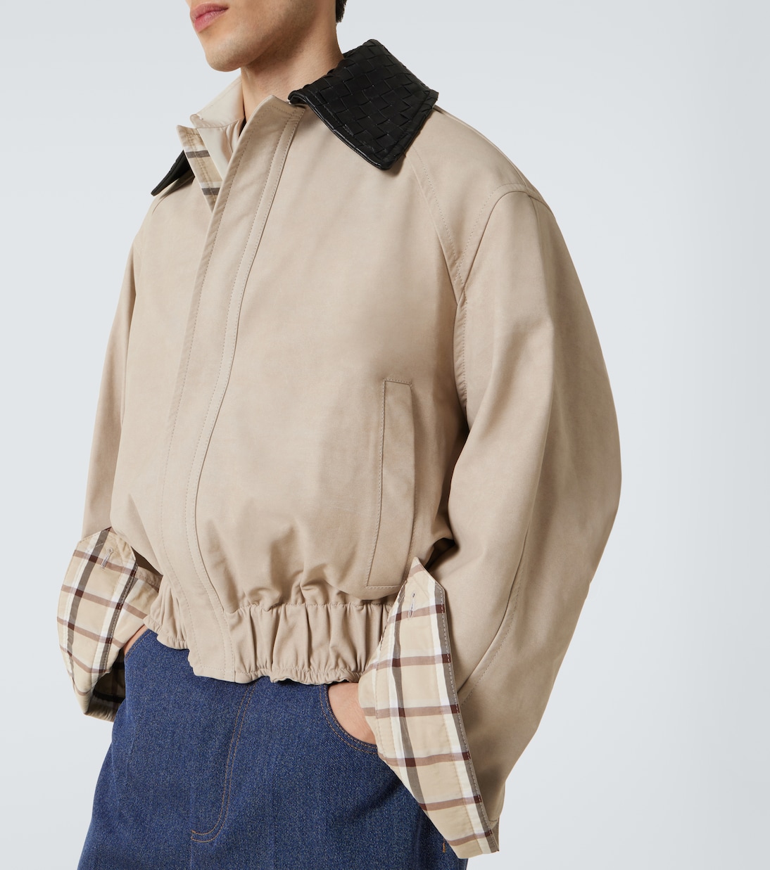 Blouson Intrecciato aus Twill und Leder | Bottega Veneta