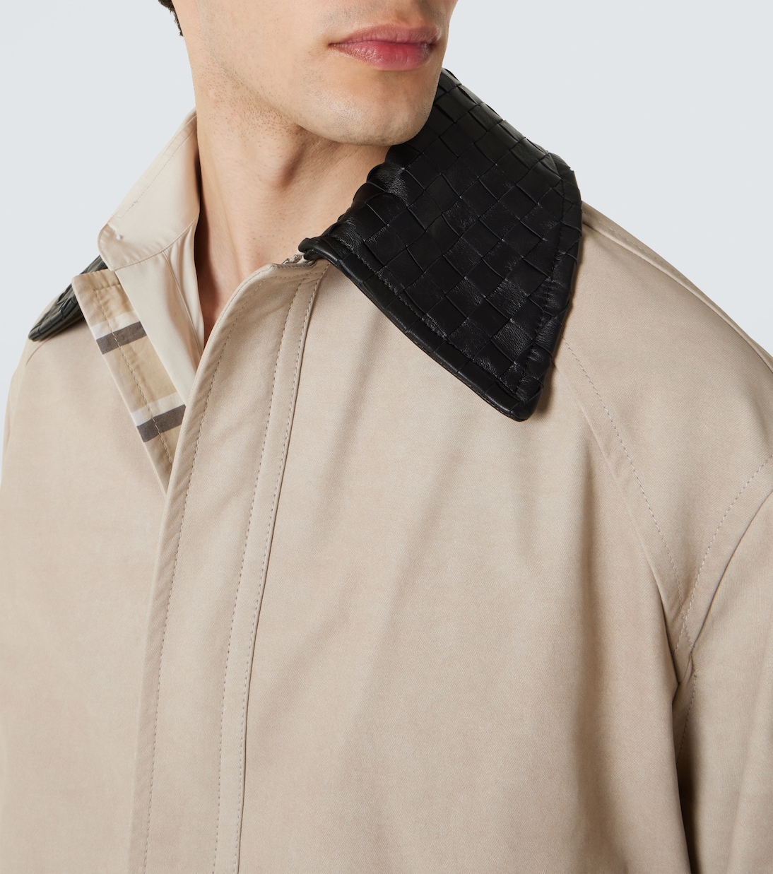 Blouson Intrecciato aus Twill und Leder | Bottega Veneta