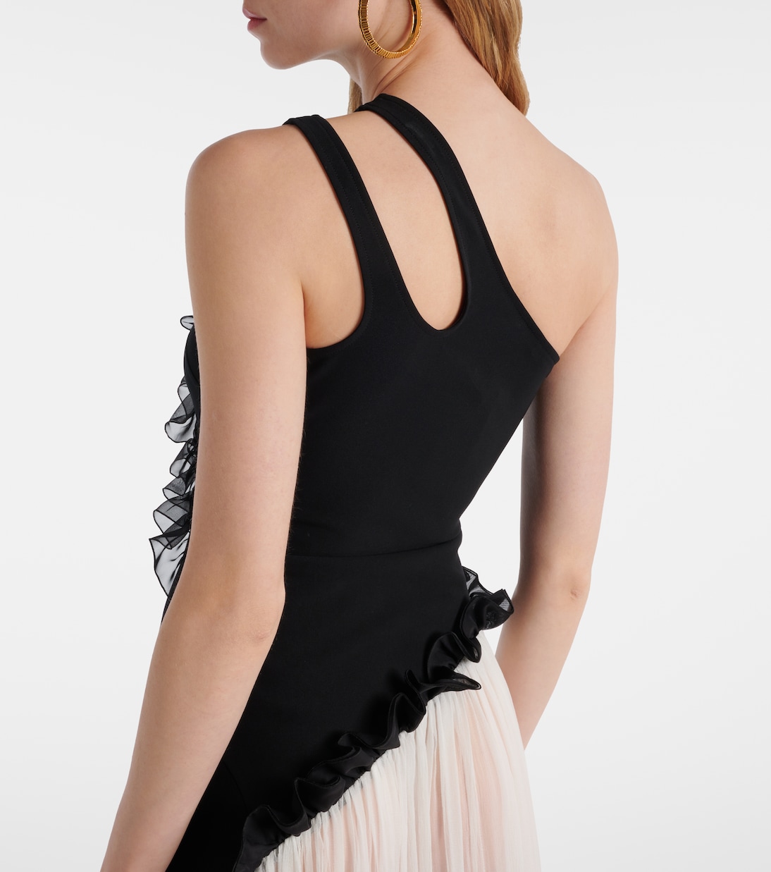 Vestido largo asimétrico semitranslúcido | Nensi Dojaka