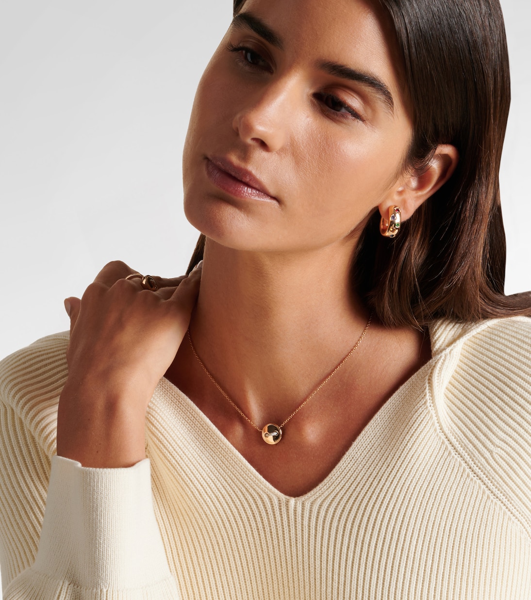 Collier Pom Pom Dot en or rose 18 ct, turquoise et diamants | Pomellato