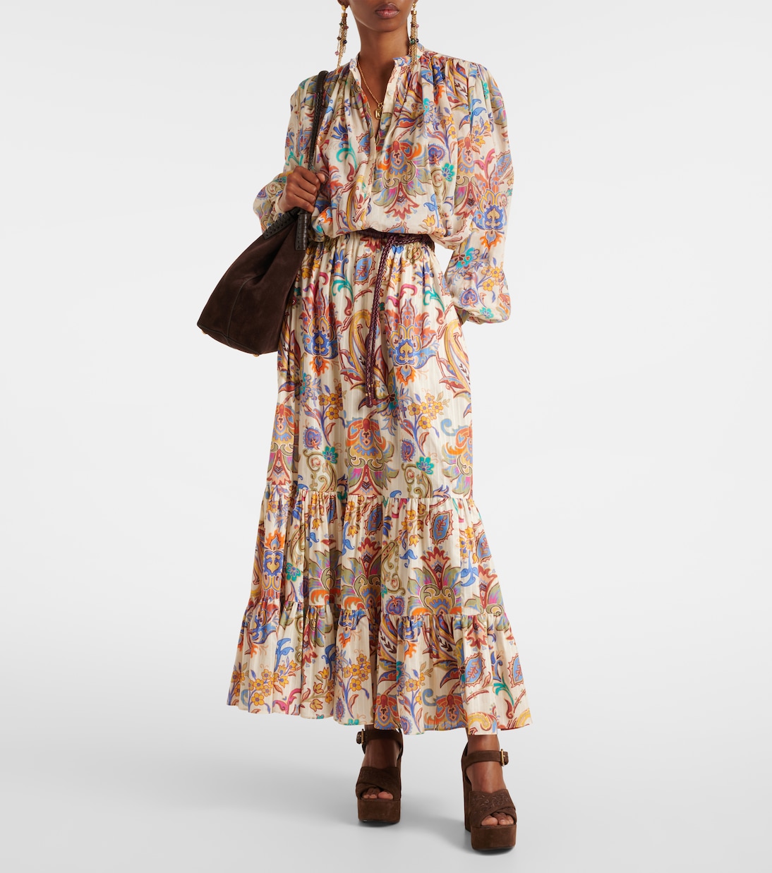 Paisley tiered cotton maxi skirt | Etro