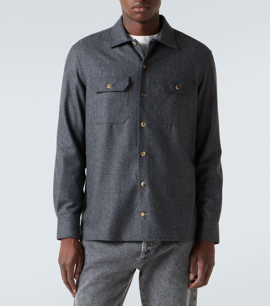 Camisa de franela de lana virgen | Brunello Cucinelli