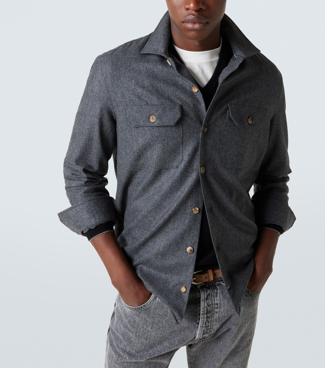 Camisa de franela de lana virgen | Brunello Cucinelli