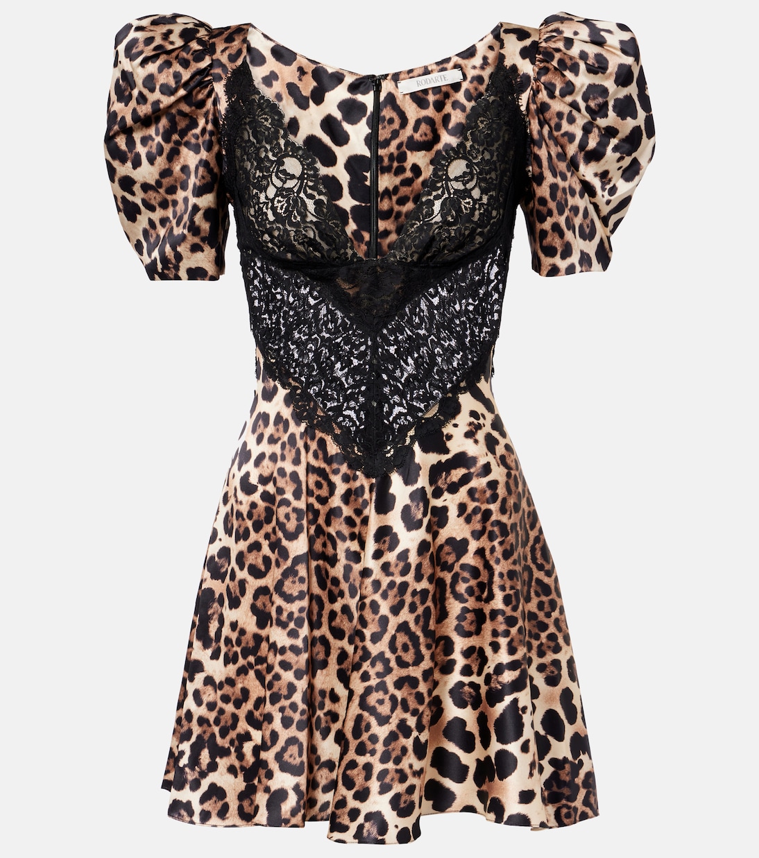 Minikleid aus Seidensatin mit Spitze | Rodarte