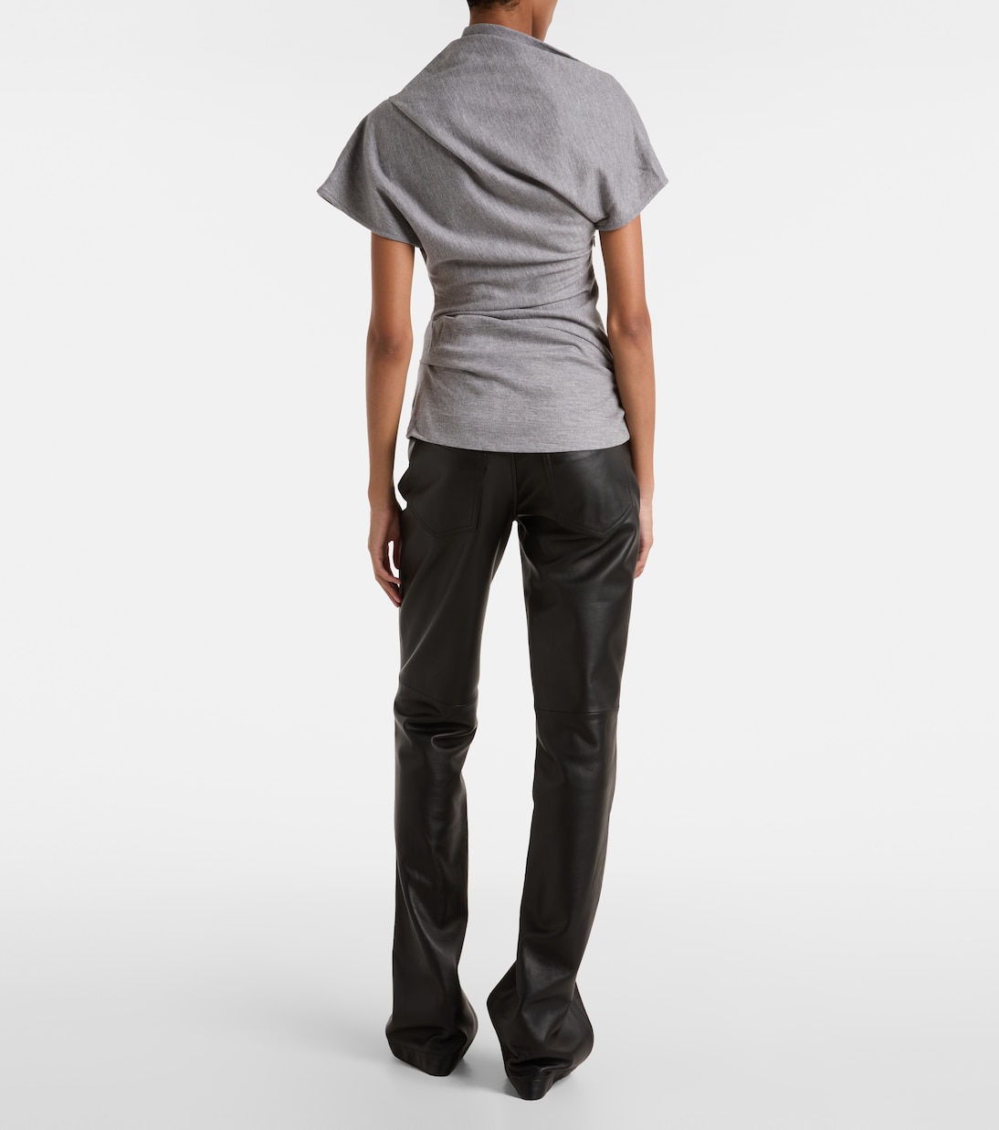 Asymmetric draped wool top | Entire Studios