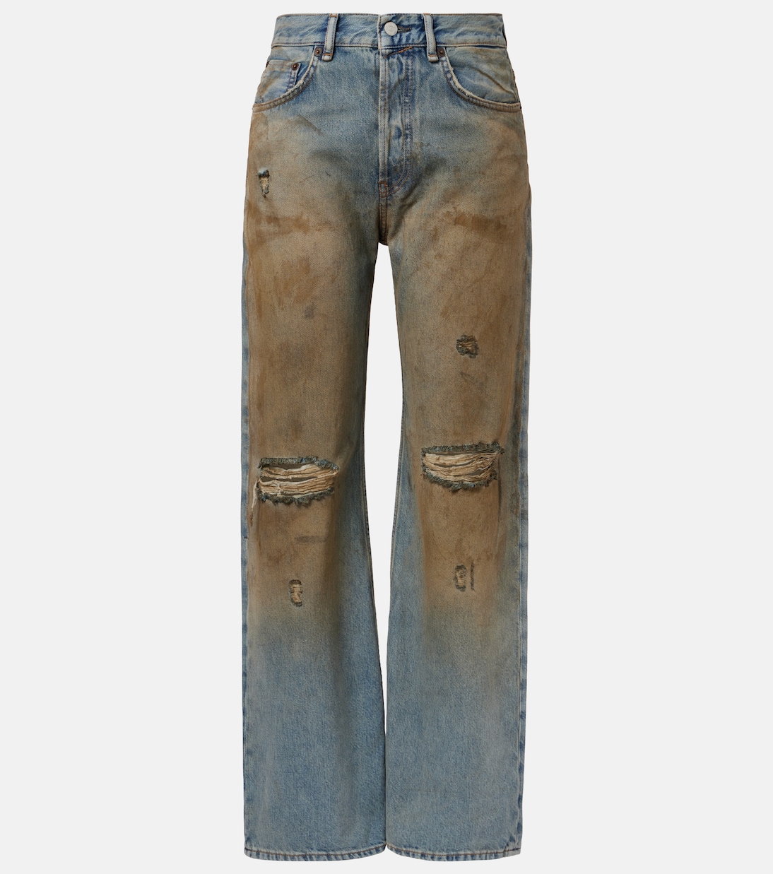 Jeans 2021F distressed a gamba larga a vita media | Acne Studios