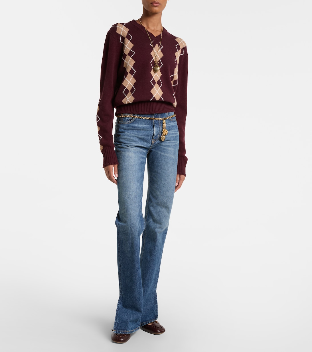 Argyle wool and cashmere sweater | Chloé