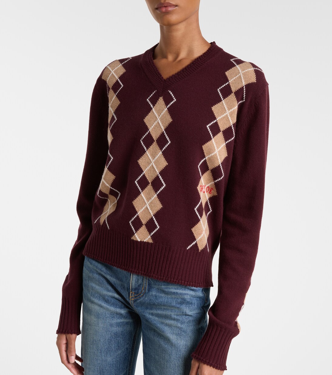 Argyle wool and cashmere sweater | Chloé