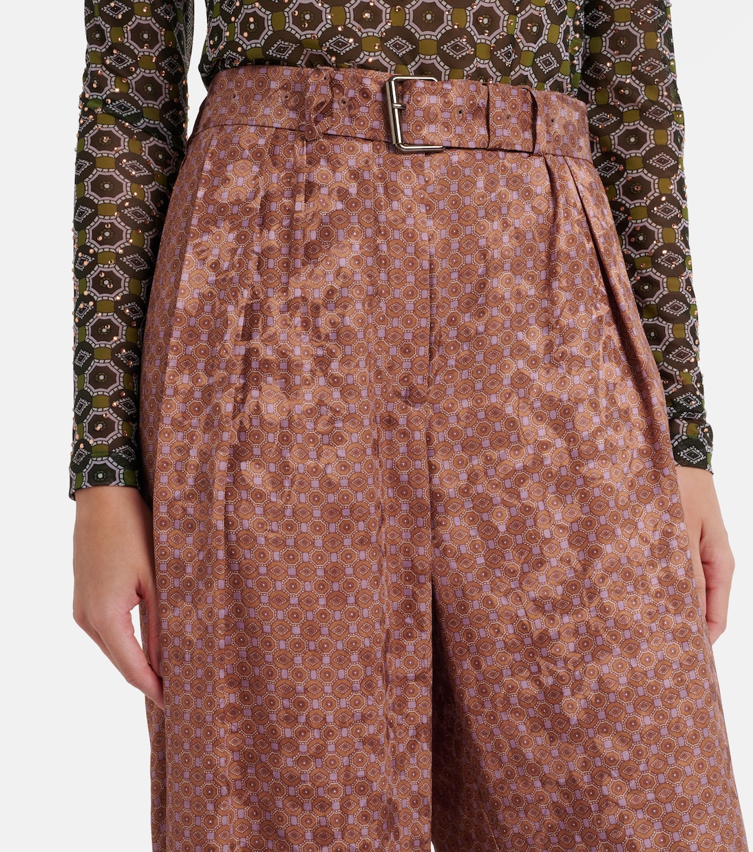 Belted printed wide-leg pants | Dries Van Noten