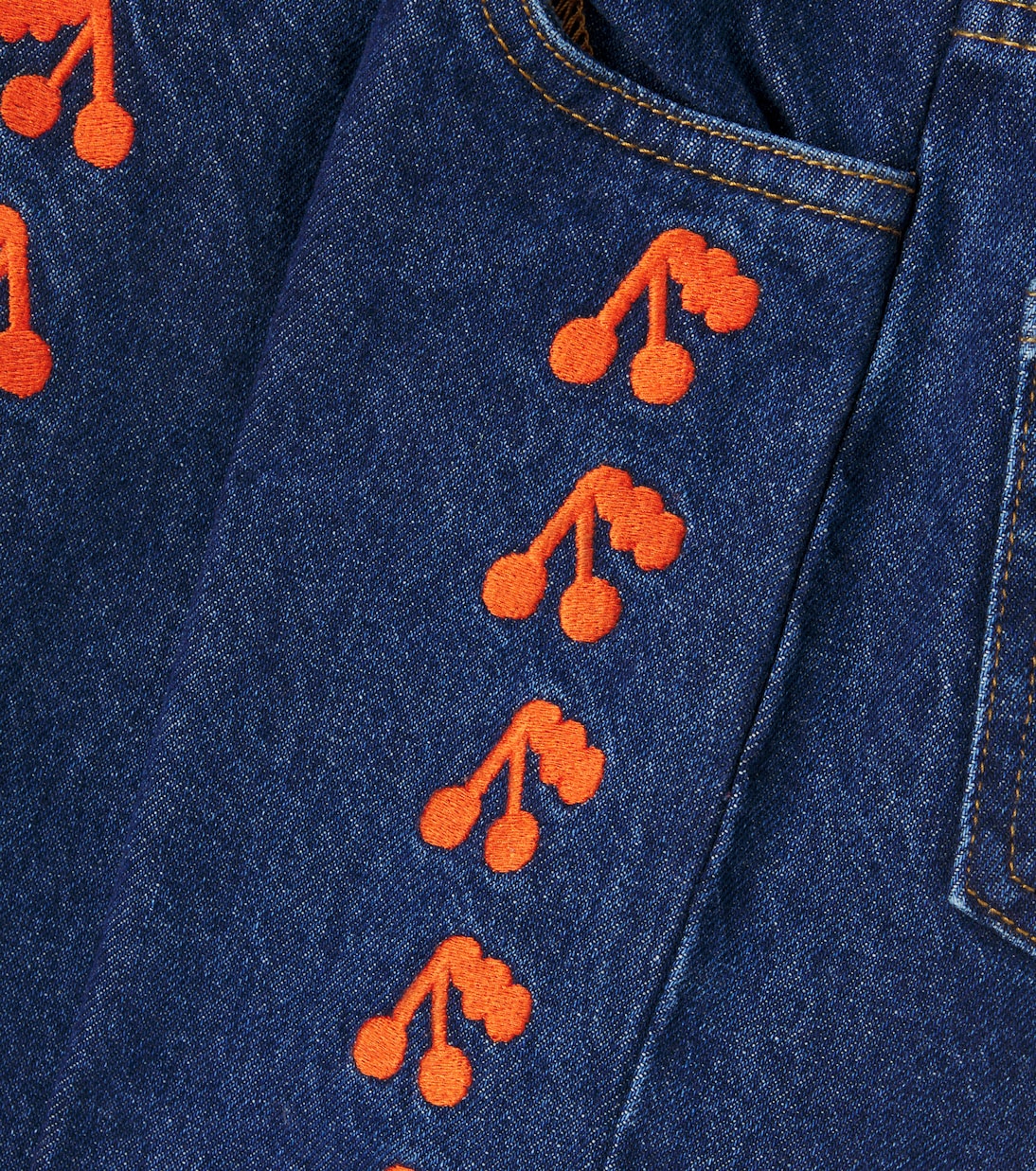 Cherries embroidered jeans | Tinycottons